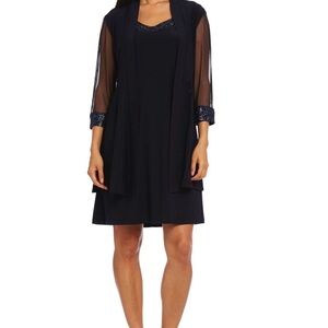 Classic Navy 2 Piece Semi Formal Party Mother of the Bride or Christmas Dress